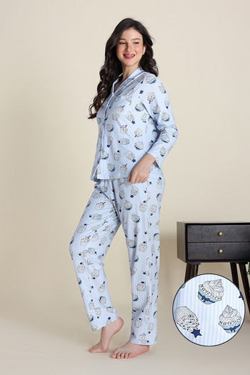 Buy Zivame Knit Poly Pyjama Set - Orchid Tint